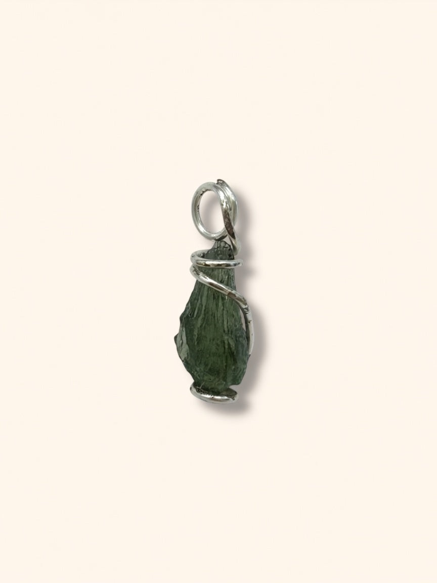 Natural Czech Moldavite Pendant 1.25g (inclusive wire)