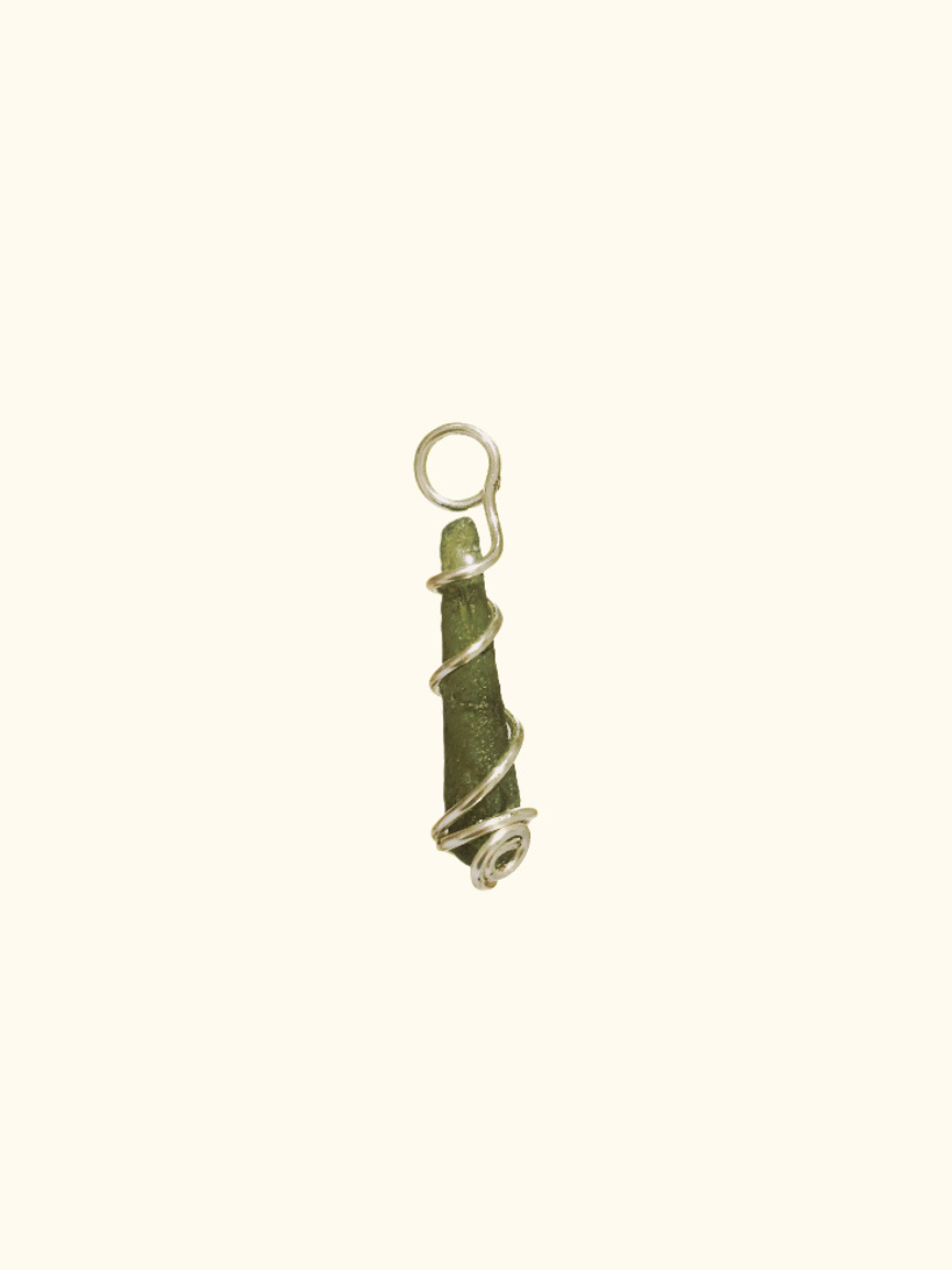 Natural Czech Moldavite Pendant 1.58g (inclusive wire)